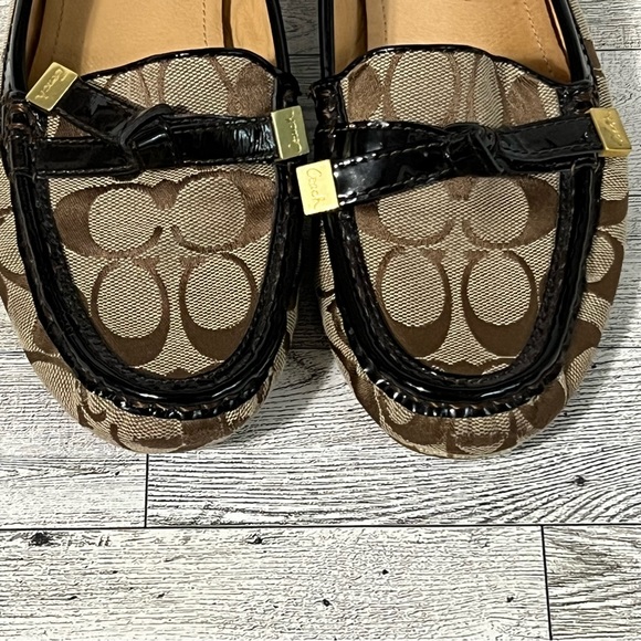 Coach FRIDA Slip on Loafers 8.5 Signature Monogram Logo Brown - Picture 6 of 14